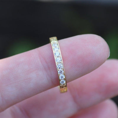 Engraved Floral Diamond Yellow Gold Band by DP