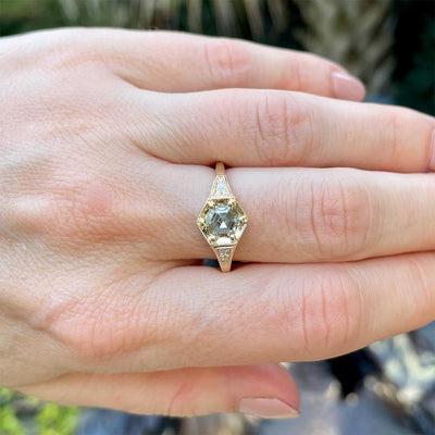 Pastel Green Hexagon Sapphire & Diamond Ring