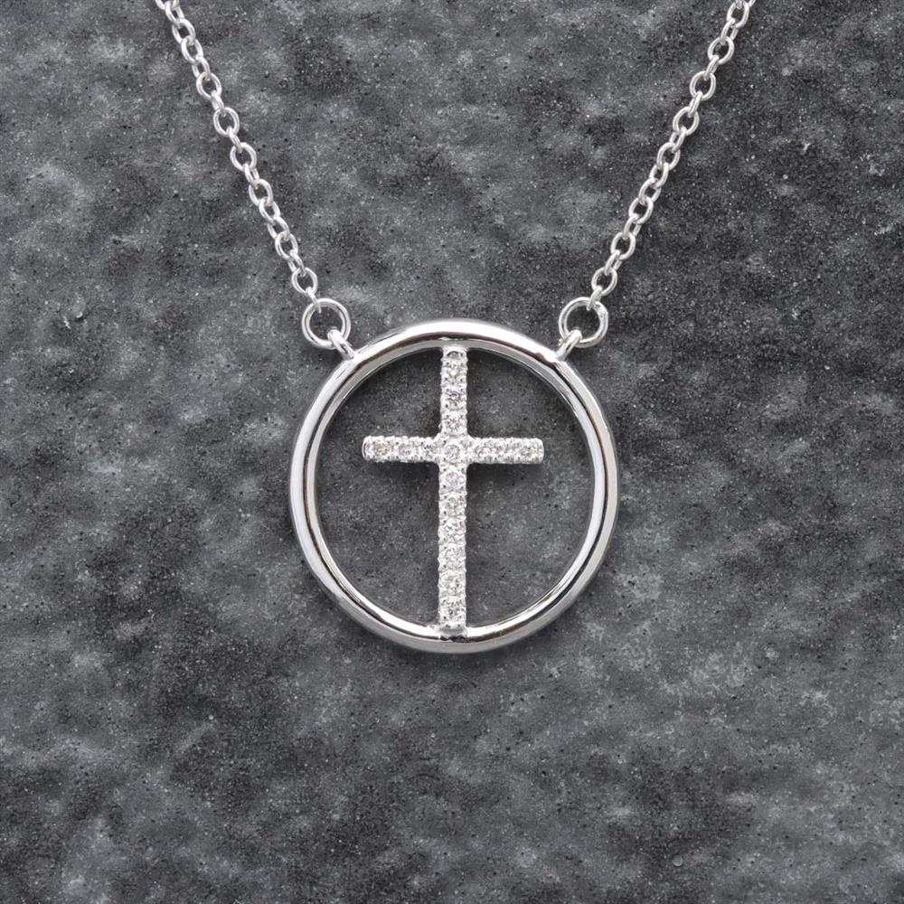 Crucifix Necklace Circle Cross Chain Circle Cross Diamond Necklace