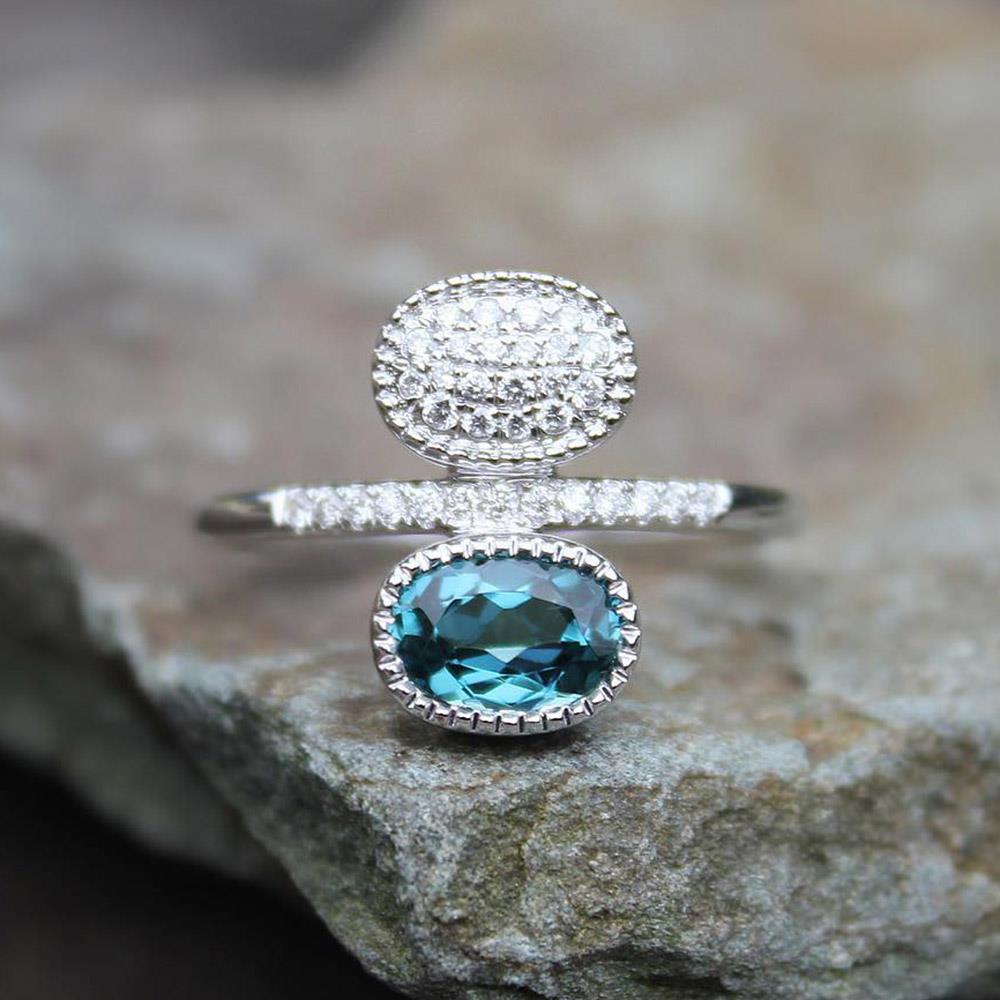 Over & Under Blue Tourmaline & Diamond Ring