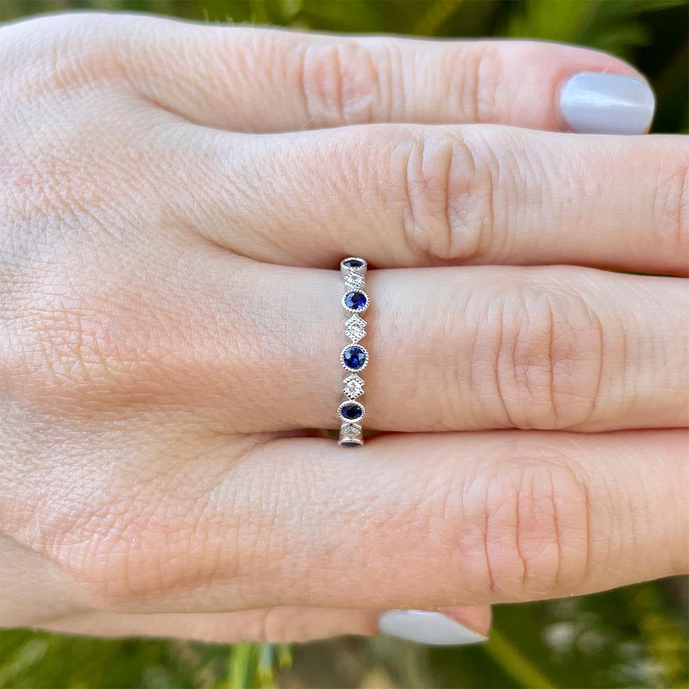 Geometric Sapphire Diamond Stacking Ring in 14k White Gold DP Jewelry Designs