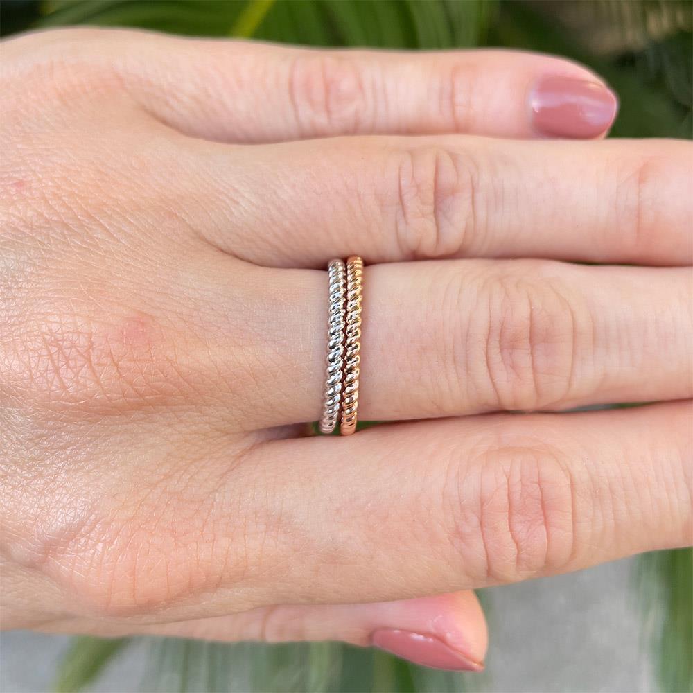 Twisted Stacking Ring in 14k White Gold