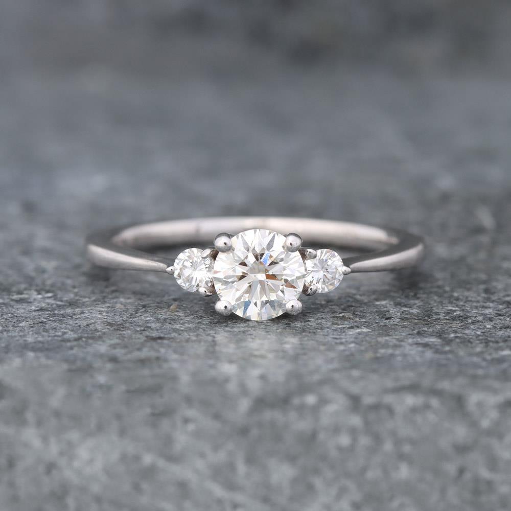 Three Stone Diamond Engagement Ring (0.66cttw) in 14k White Gold