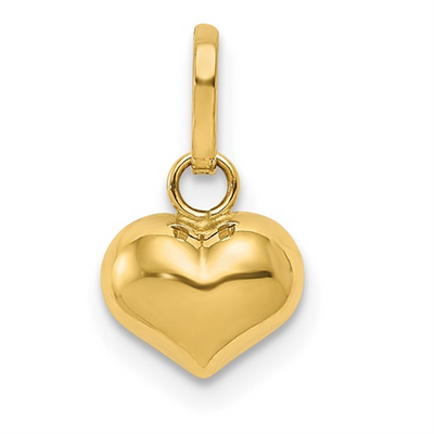 Puffy Heart Charm Pendant in 14k Yellow Gold