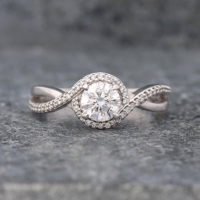 Twist Diamond Engagement Ring (0.84 cttw) in 14k White Gold