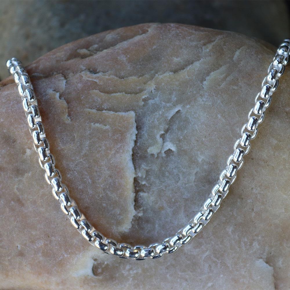 Round Box Chain 3.6mm in Sterling Silver - 22"