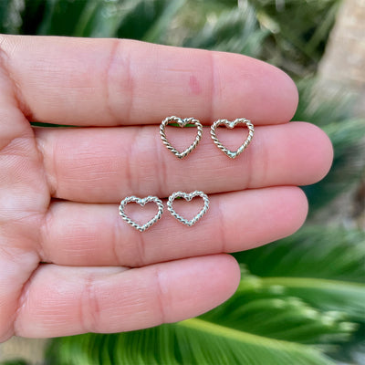Petite Twisted Heart Stud Earrings