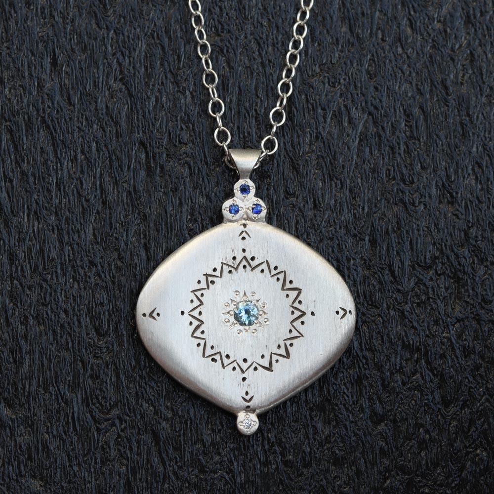 Adel Chefridi Compass Aquamarine & Diamond Necklace