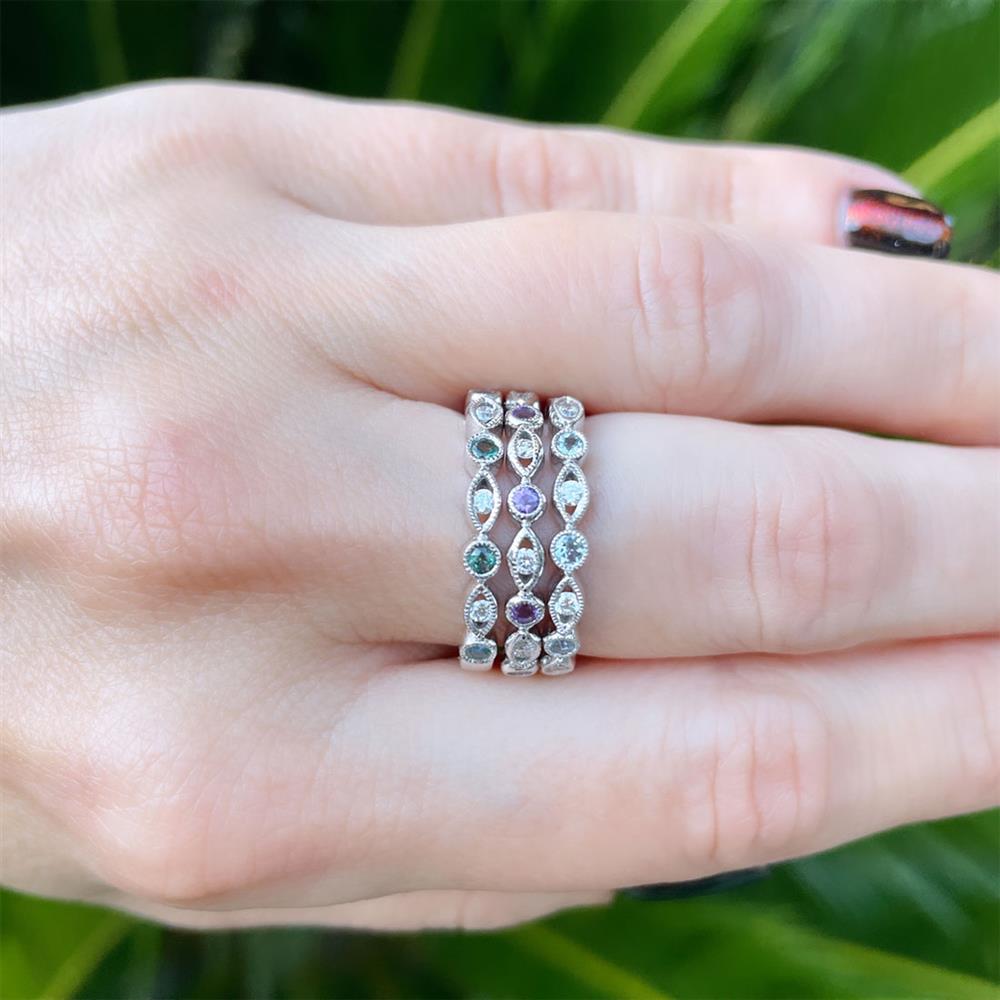 Stack it up Amethyst & Diamond Ring in 14k White Gold