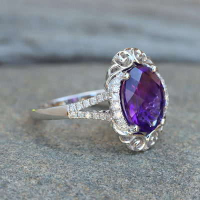 Splendid Amethyst & Diamond Ring