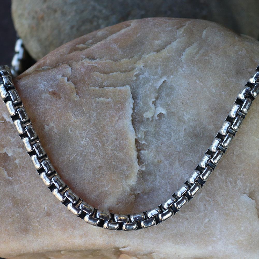Round Box Chain 5.2mm in Oxidized Sterling Silver - 22"
