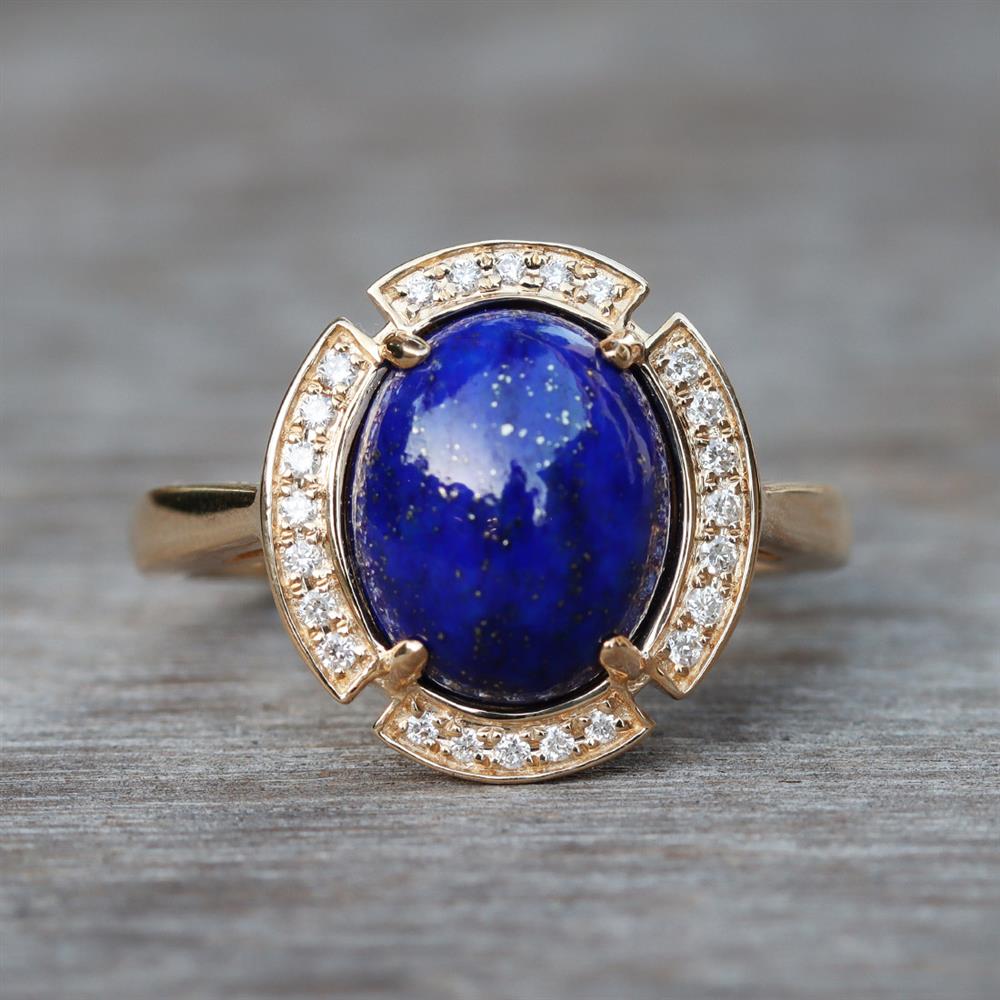 Lovely in Lapis & Diamond Ring in 14k Yellow Gold