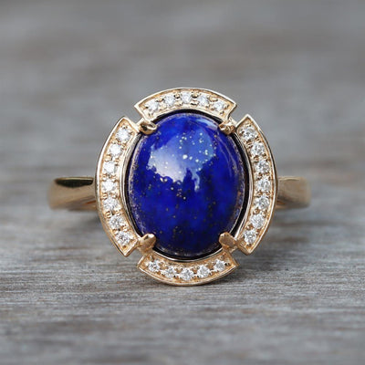 Lovely in Lapis & Diamond Ring in 14k Yellow Gold