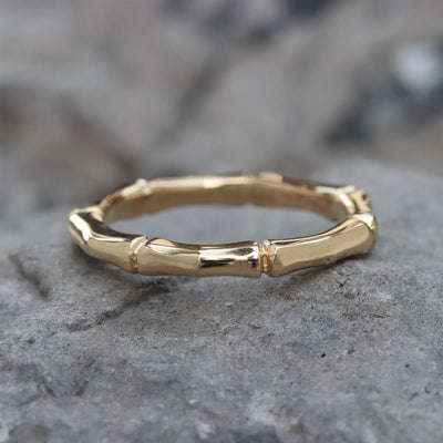Bamboo 7 Section Stack Ring in 14k Yellow Gold