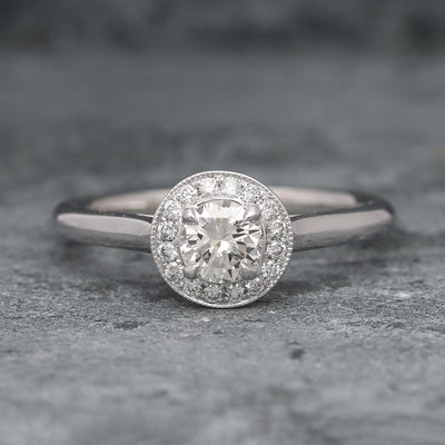 Classic Halo Diamond Engagement Ring (0.76ctw) in 14k White Gold