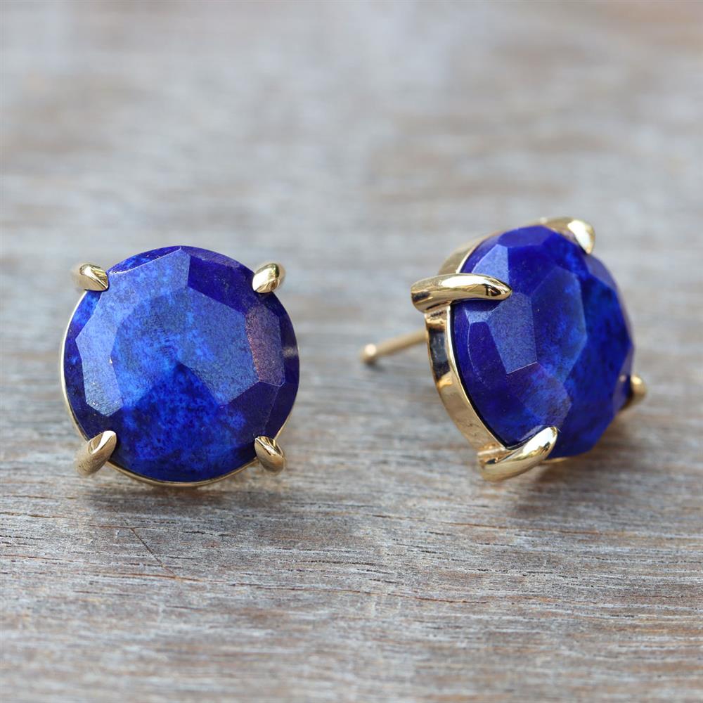 Lovely in Lapis Stud Earrings in 14k Yellow Gold