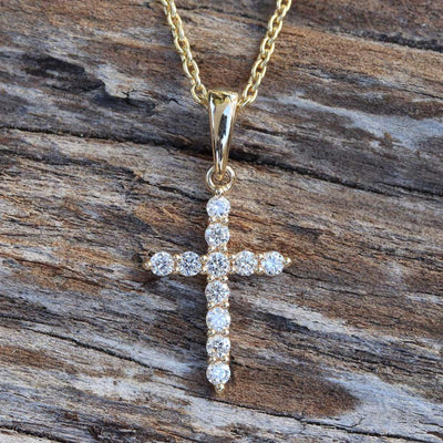 Diamond Cross Pendant (1/10 cttw) in 14k Yellow Gold
