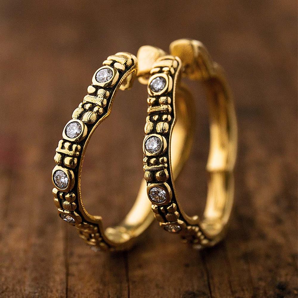 Alex Sepkus Quatrefoil Diamond Hoop Earrings in 18k Yellow Gold