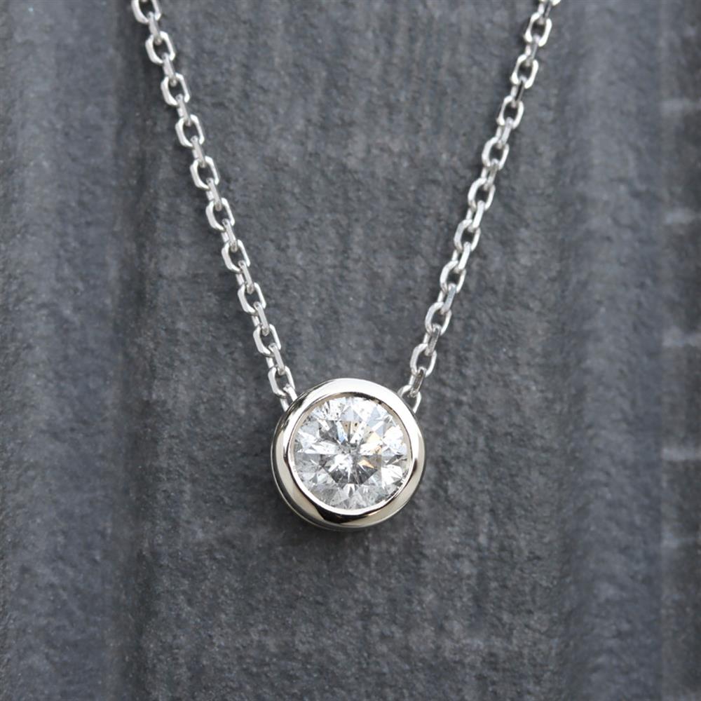 Everyday Slide Diamond Bezel Necklace 0.75ct in 14k White Gold