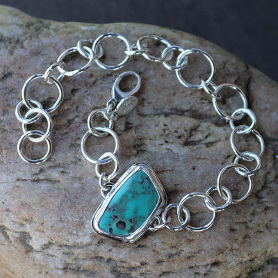 Carico Lake Turquoise Link Bracelet in Sterling Silver