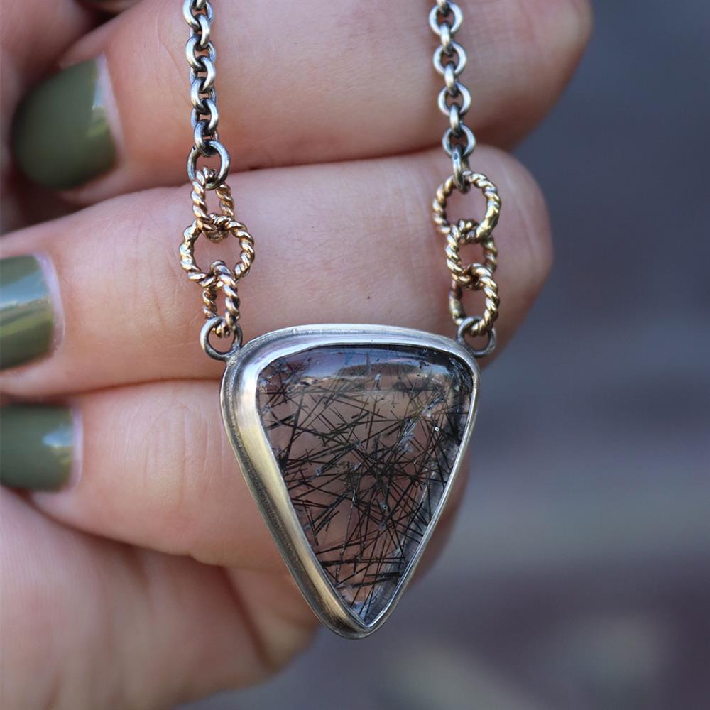Crossing Paths Tourmalinated Quartz Necklace in Sterling Silver