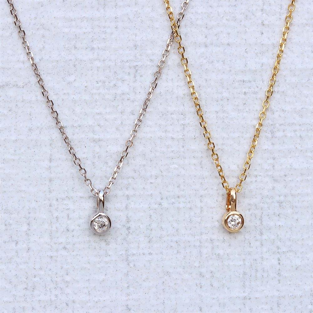 Everyday Diamond Bezel Necklace 0.03ct in 14k Yellow Gold – DP