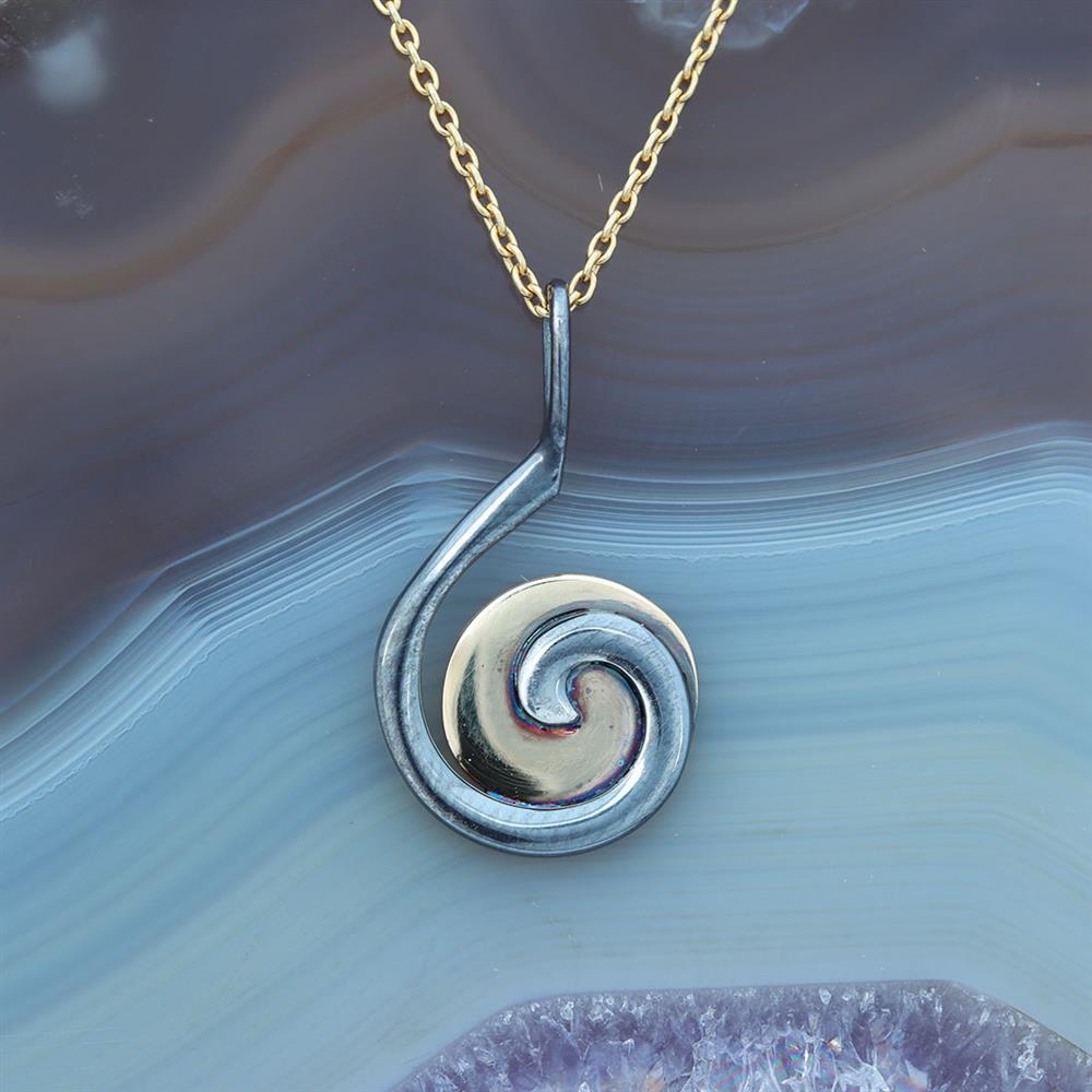 Ride the Wave Pendant in 18k Yellow Gold and Sterling Silver