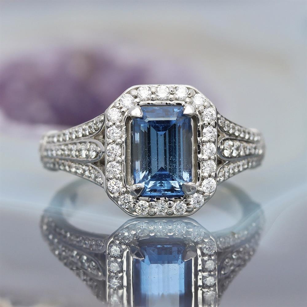 Blue Skies Sapphire & Diamond Ring in Platinum