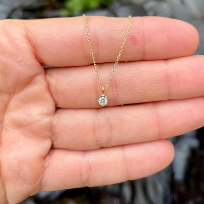 Everyday Diamond Bezel Necklace 0.10ct in 14k Yellow Gold
