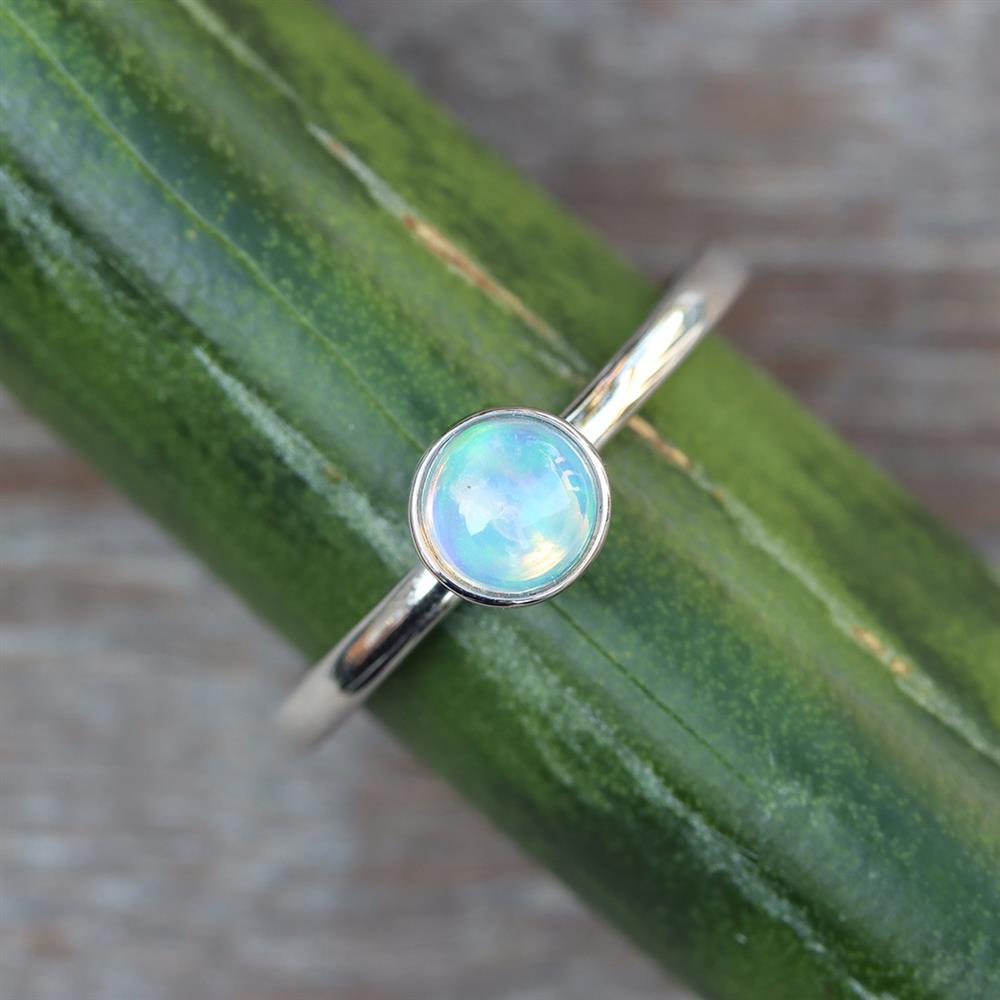October Stackable Birthstone Ring in 14k White Gold