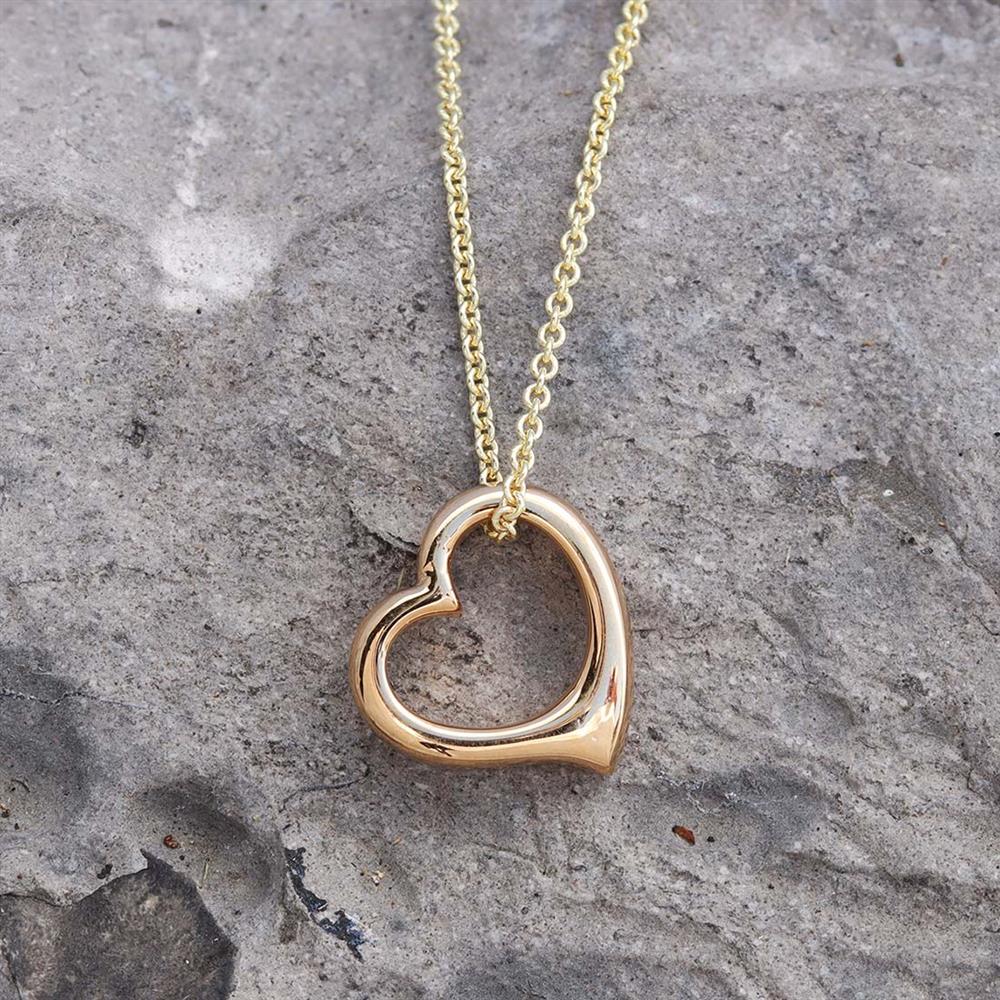 Open Heart Necklace in 14k Yellow Gold