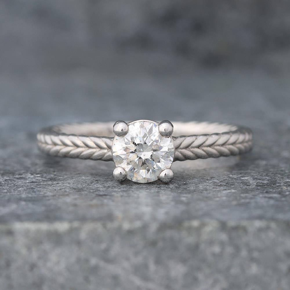 Braided Band Diamond Engagement Ring 0.71ct Round in Platinum