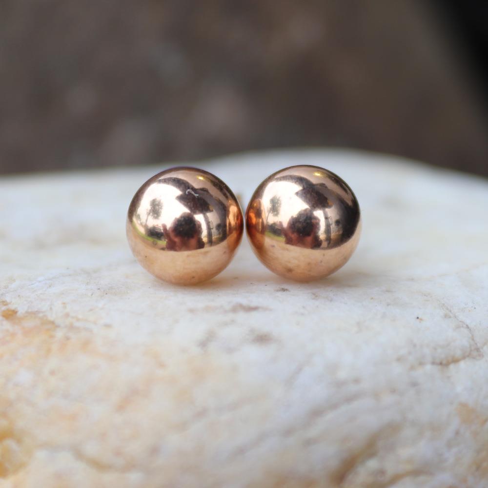 Uncomplicated Everyday Ball Studs 8mm in Rose Gold Vermeil