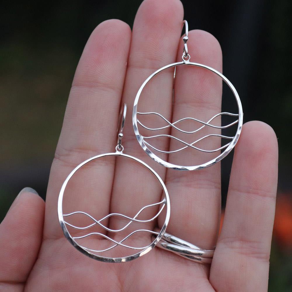 Peter James Circular Wave Earrings in Sterling Silver