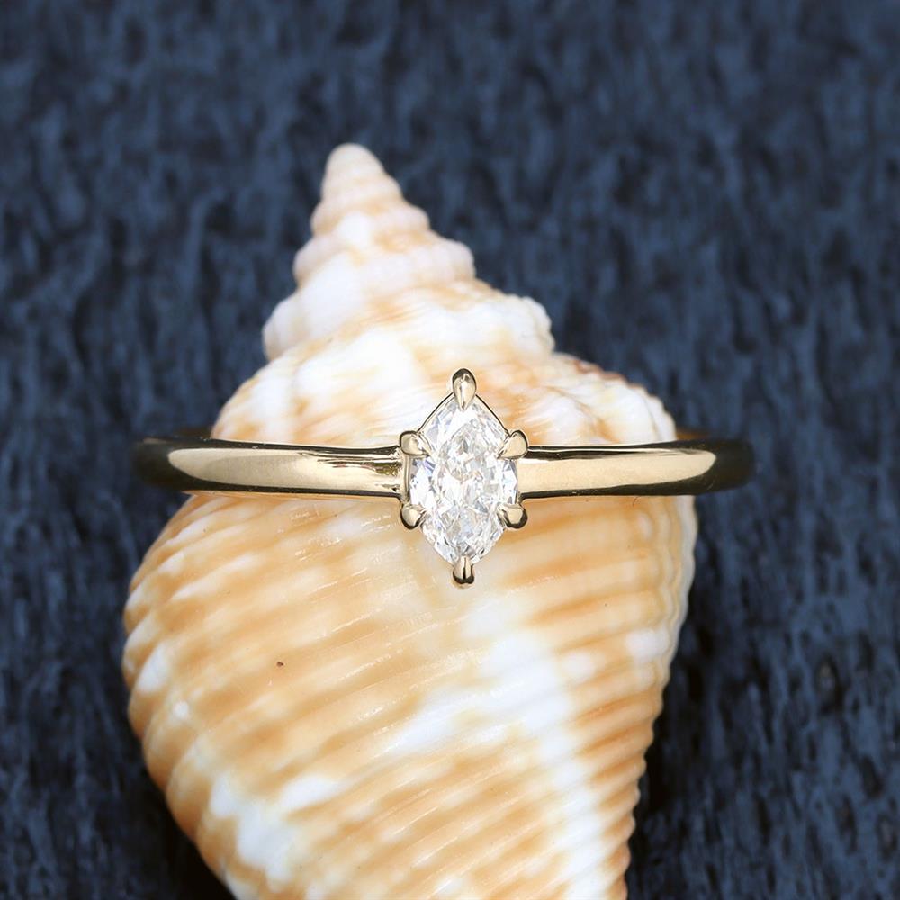 Sweet Marquise Diamond Ring in 14k Yellow Gold