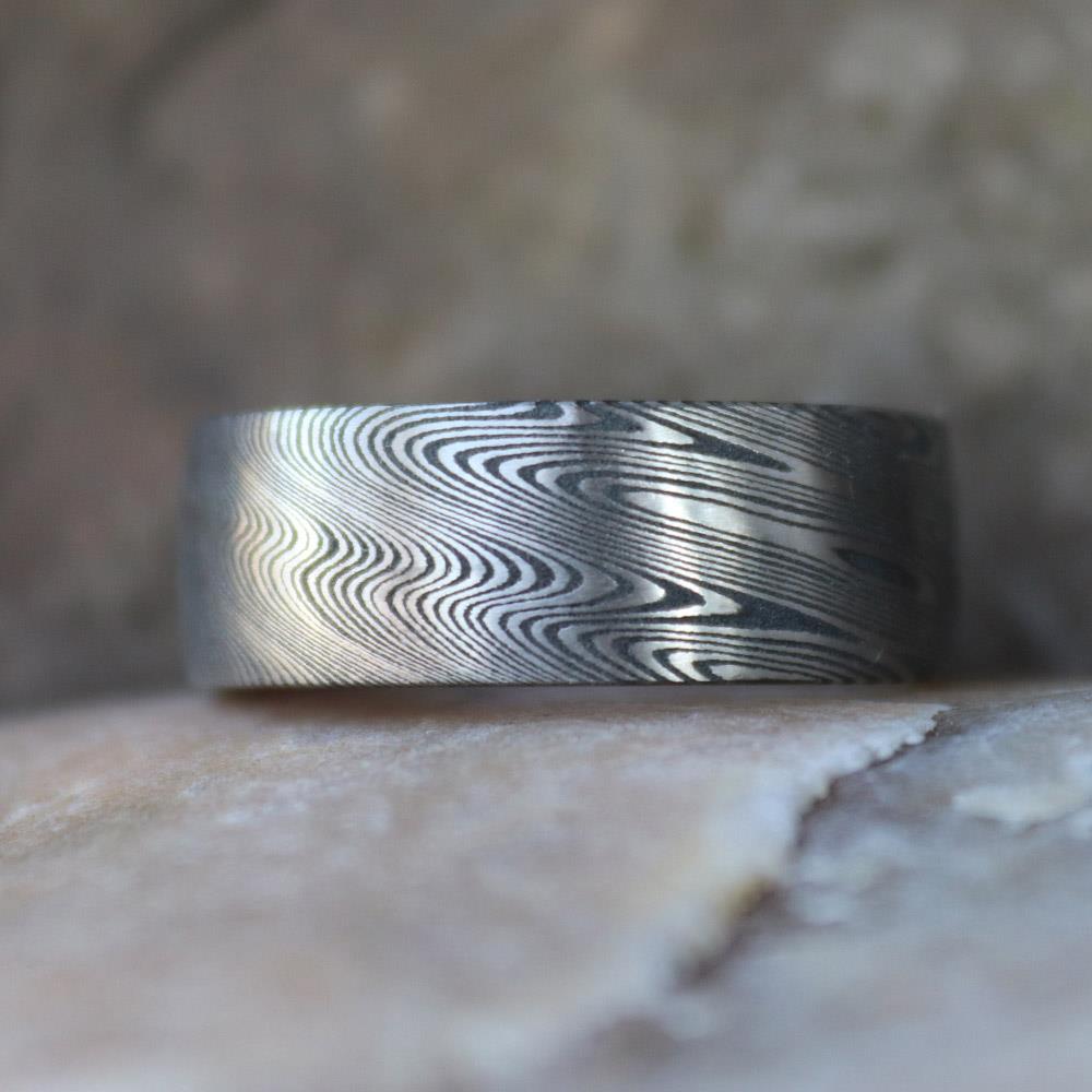 Damascus JET Men's Ring #5 by Andrew Nyce — 9.5
