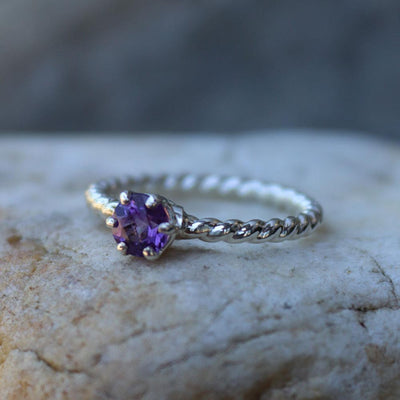 Purple Power Amethyst Twist Ring in Sterling Silver