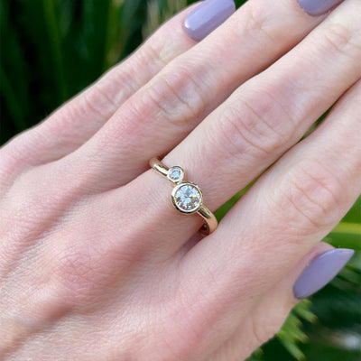 Mother and Child Diamond Toi Et Moi Ring in 14k Yellow Gold