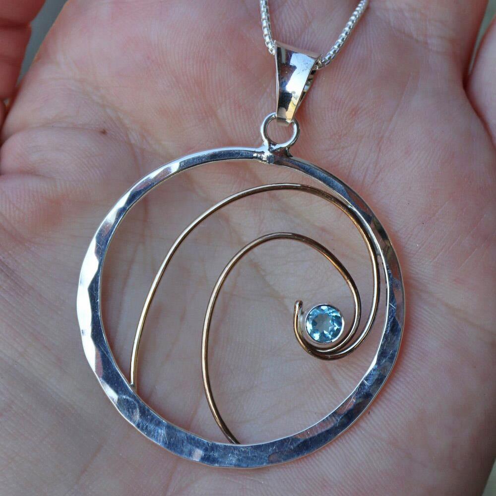 Peter James Eye of the Storm Blue Topaz Pendant in Sterling Silver