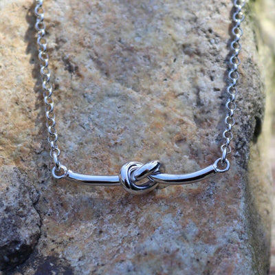 Love Knot Bar Necklace in Sterling Silver