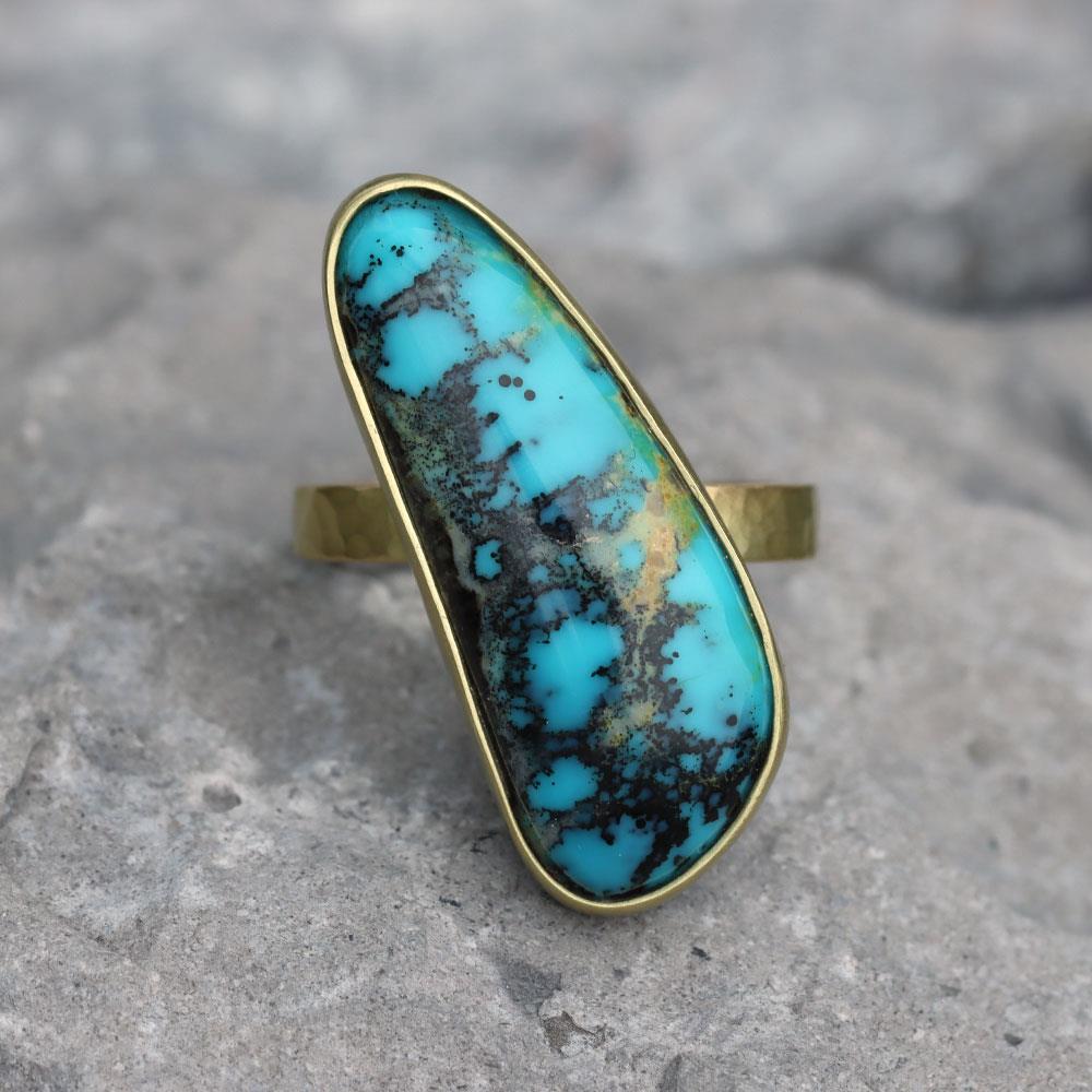 Sheila Stillman Statement Turquoise Ring in 18k Yellow Gold