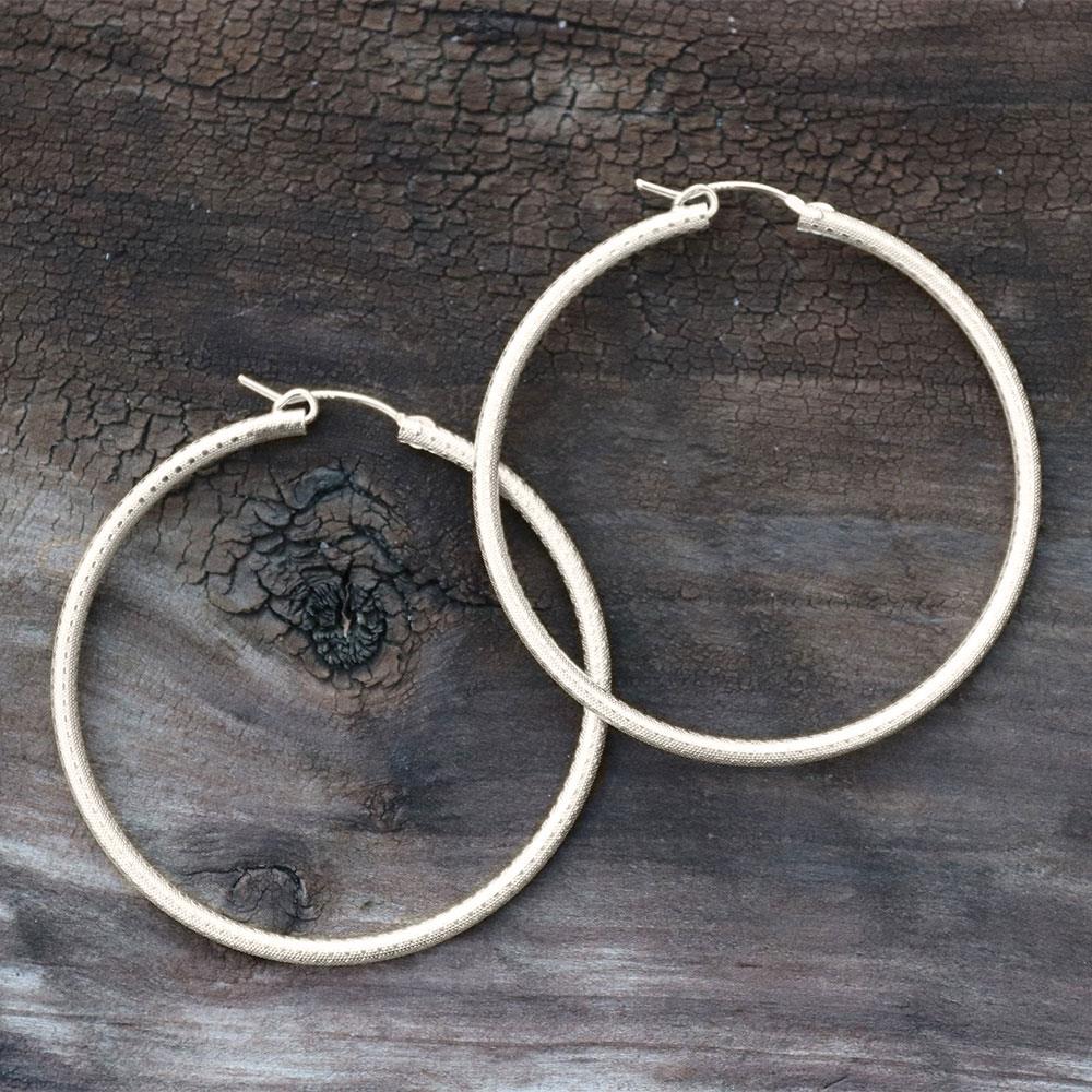 Medium Textured Hoop Earrings in Gold Filled