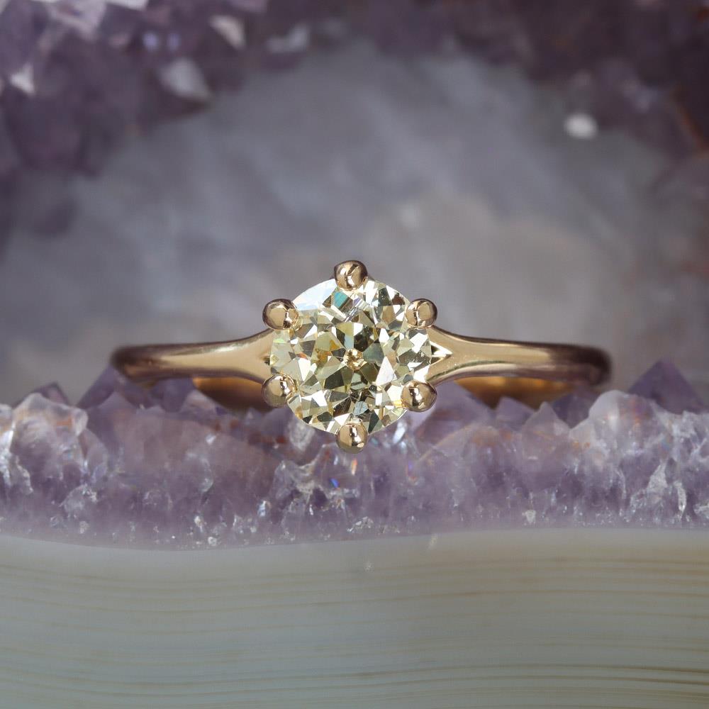 Eternal Love Old Euro Diamond Engagement Ring (0.89ct) in 14k Yellow Gold