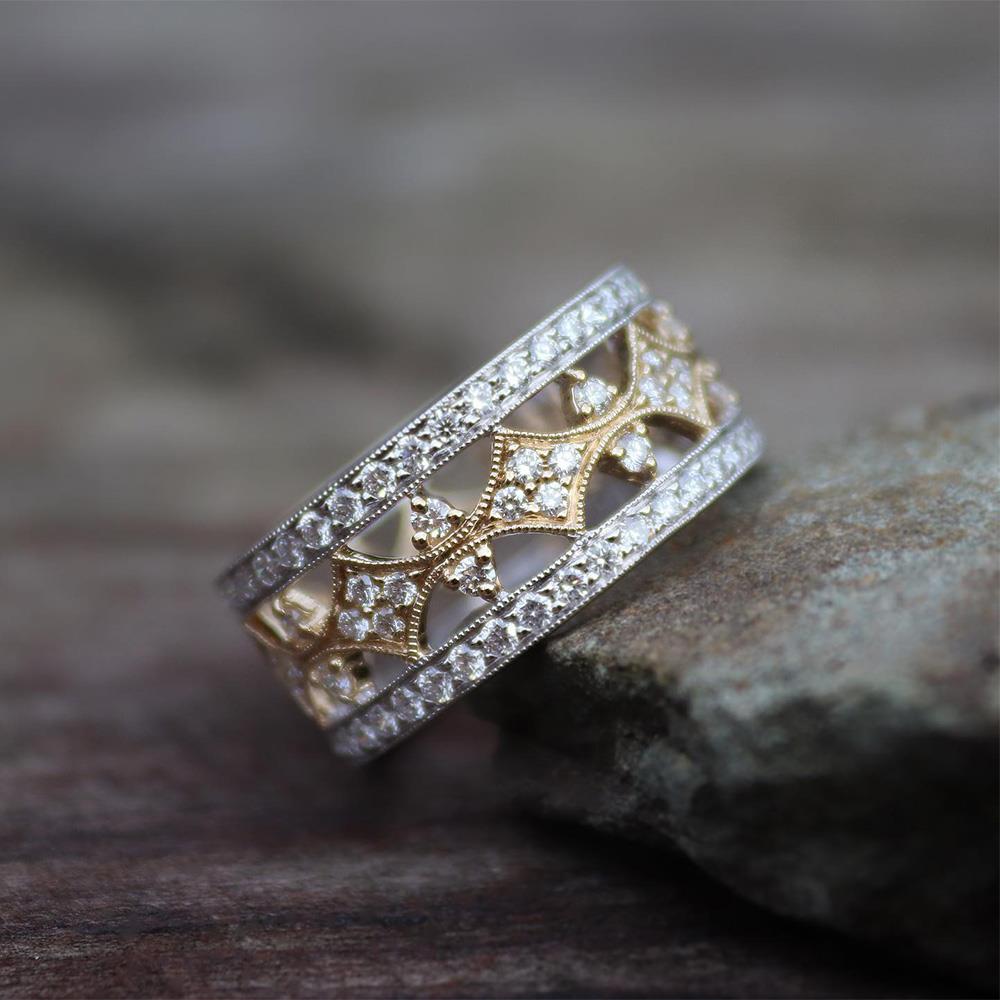 Crown of Diamonds Ring in 14k Two-Tone Gold