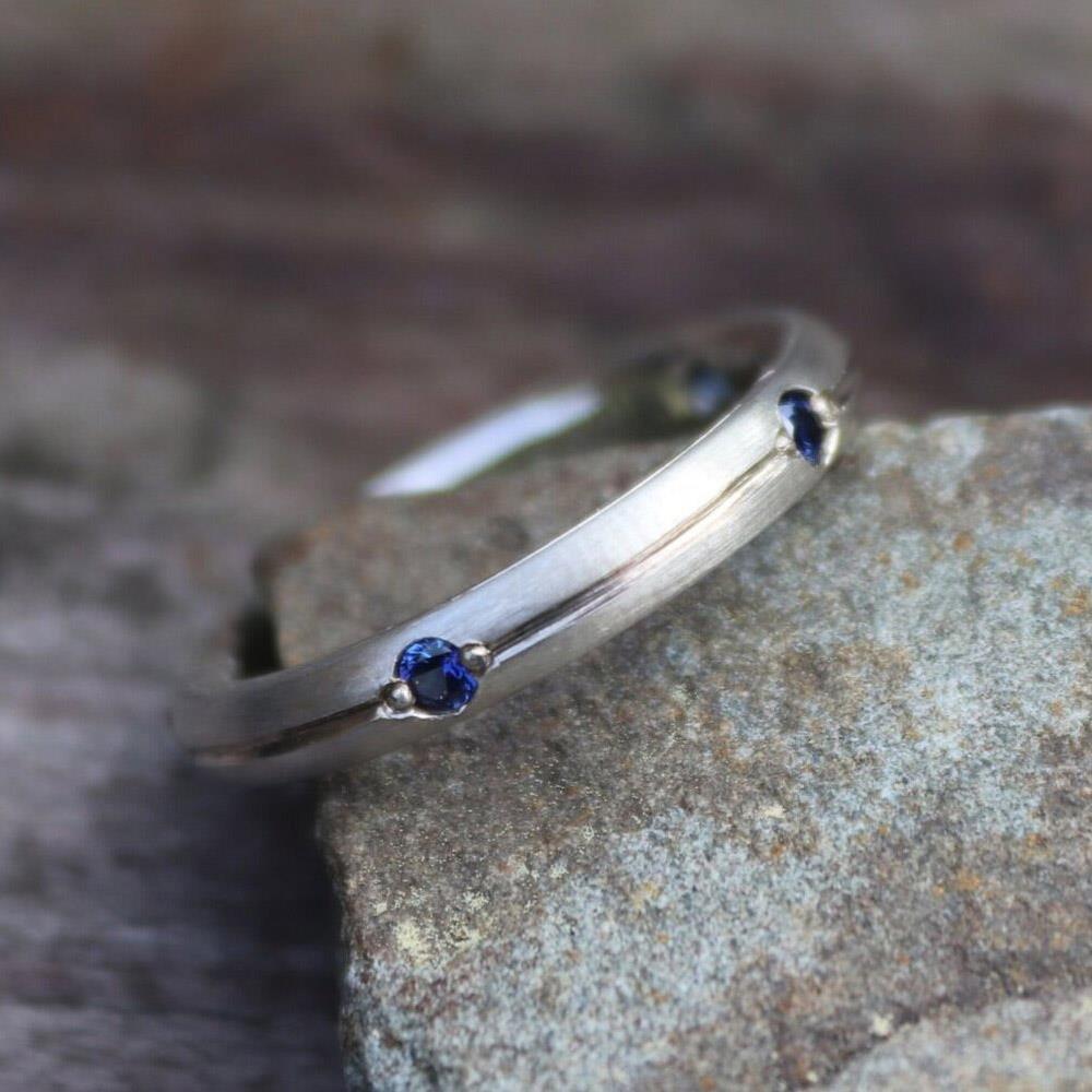 Sapphire Stacking Ring in Sterling Silver