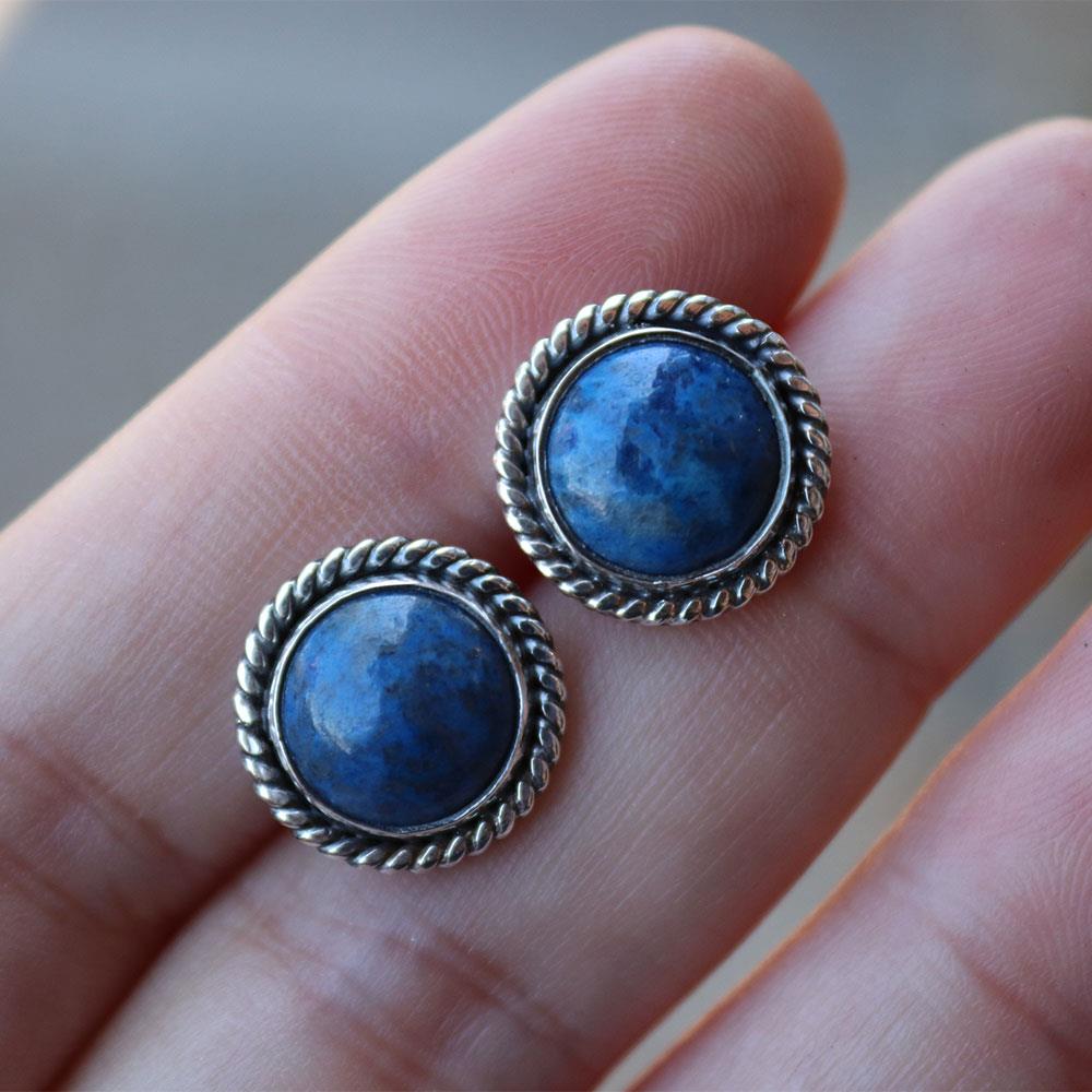 Look at Me Lapis Rope Halo Earrings in Sterling Silver