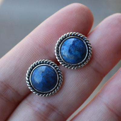 Look at Me Lapis Rope Halo Earrings in Sterling Silver