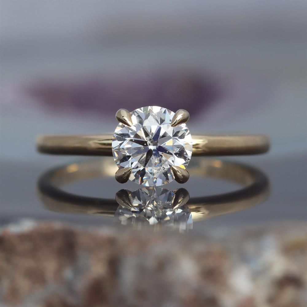 Classic Solitaire Diamond Engagement Ring (1.06ct center) in 14k Yellow Gold