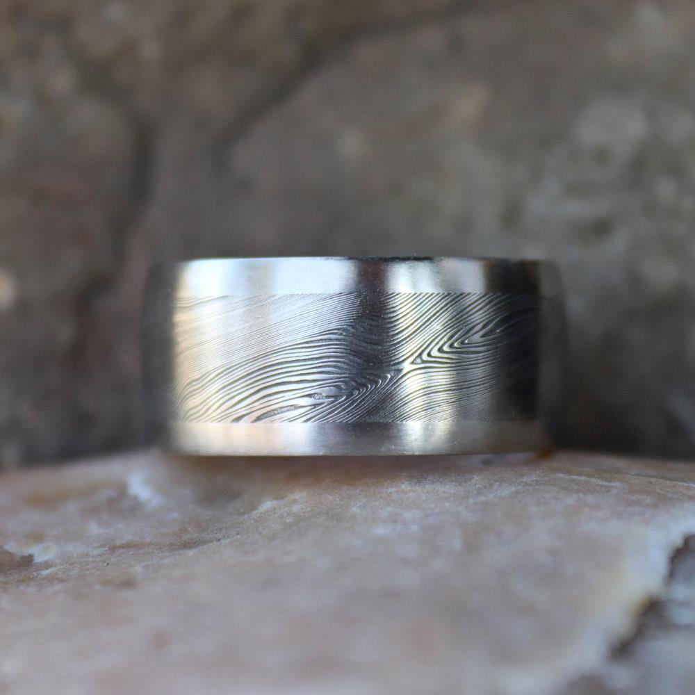 Damascus Wide Men's Ring #4 by Andrew Nyce — 12