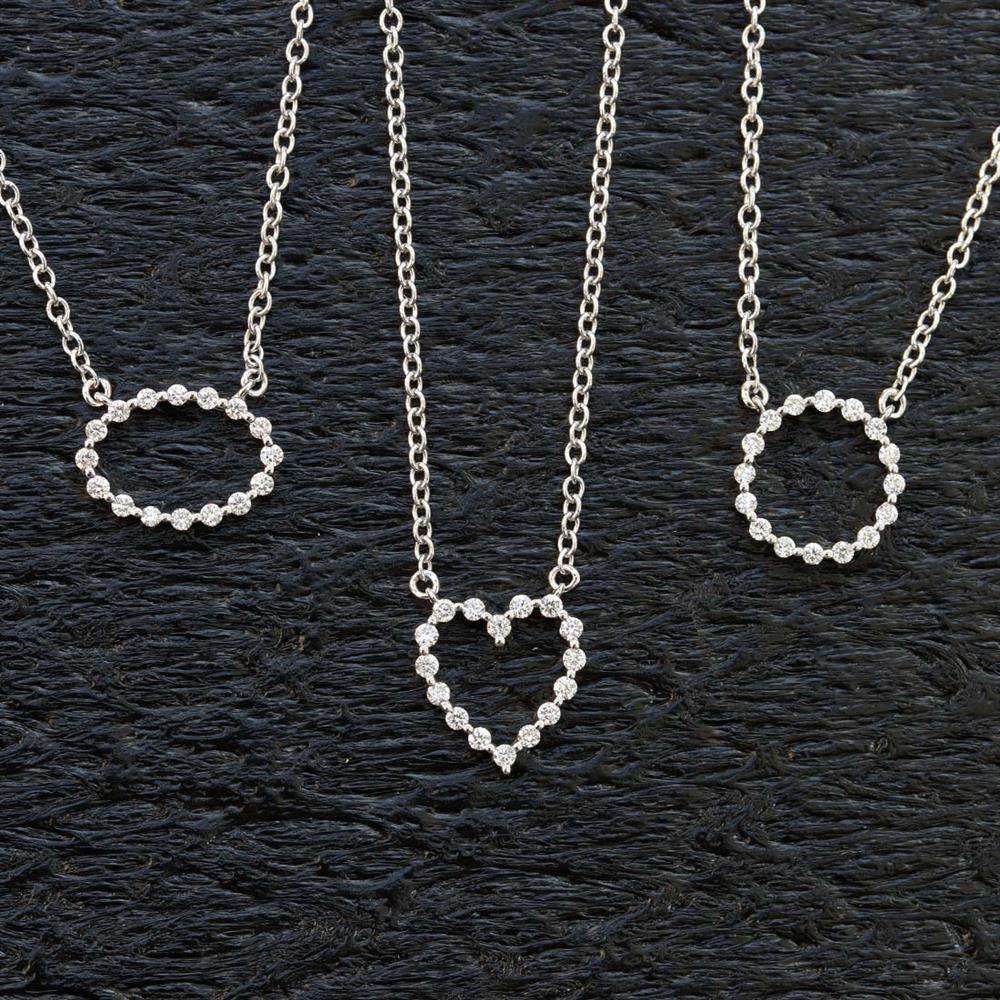Open Heart Diamond Necklace in 14k White Gold